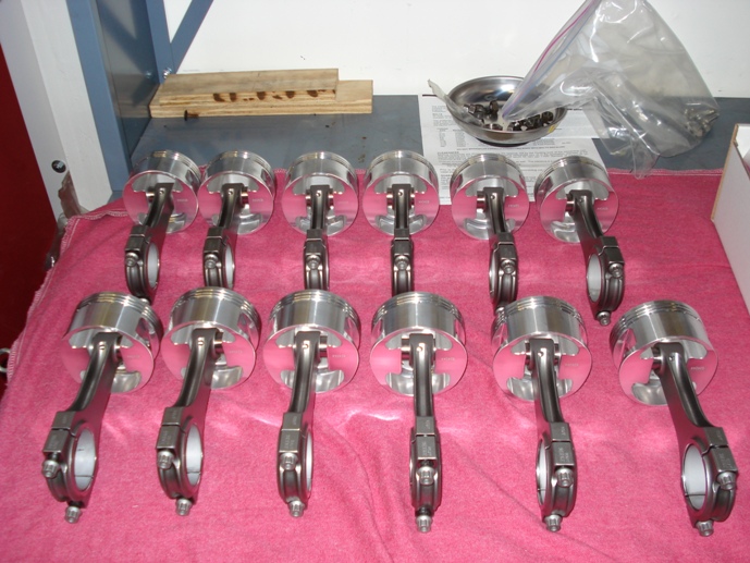 assembled pistons and rods