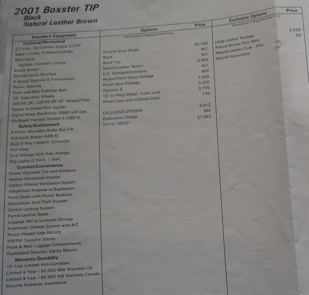 2001 Porsche Boxster Tiptronic for sale